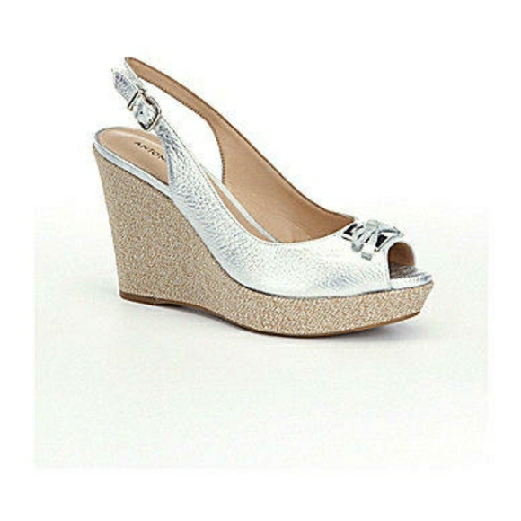 Antonio Melani women’s leather metallic wedges New - Picture 3 of 10